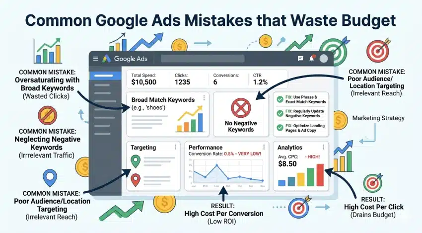 Common Google Ads Mistakes that waste advertising budget
