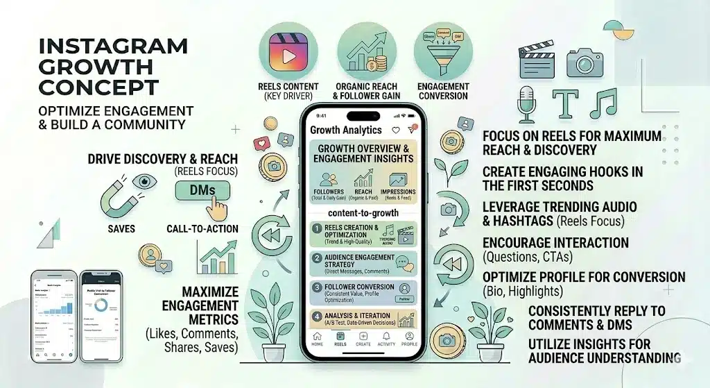 Instagram Reels Strategy for Business Growth 2 Instagram growth strategy reels engagement concept
