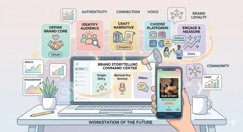 How to Build a Brand Using Social Media Storytelling 1 build a brand using social media storytelling concept illustration